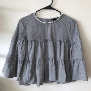 Stripe Pom Pom Ruffle Blouse Bloomingdales